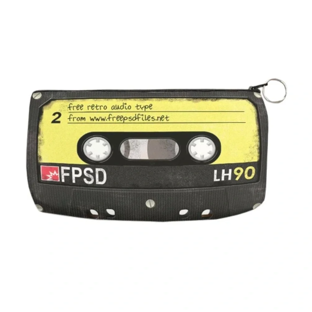 Super cool Old School Cassette tape zipper pouch, makeup, school supplies etc
